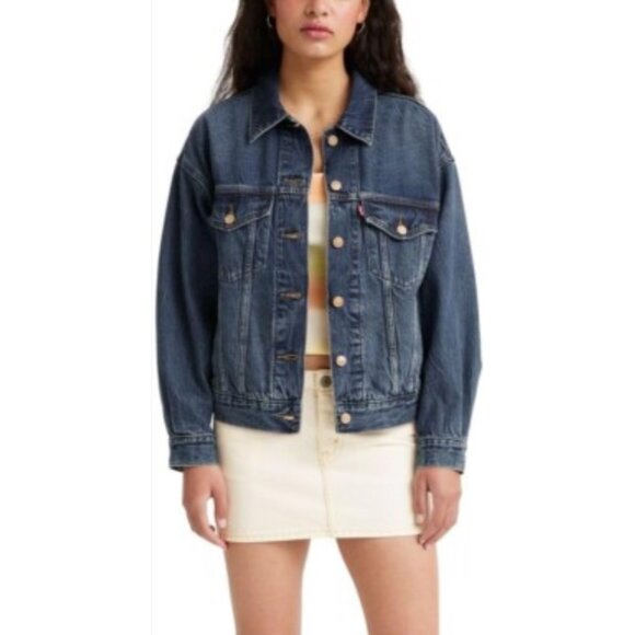 Levi Women Long Sleeve 90'S Denim Trucker Jacket Size L - Picture 1 of 11
